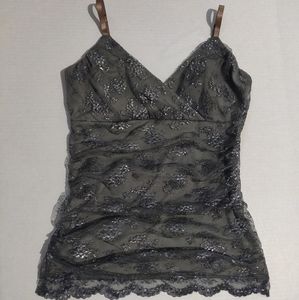 White House Black Market Gray Lace Cami Top